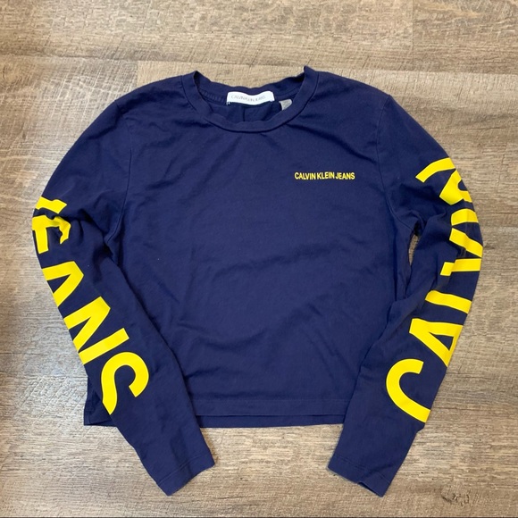 Calvin Klein Jeans Navy Crop Shirt - Picture 1 of 5